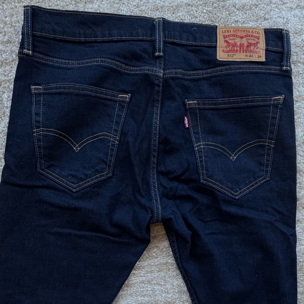 Levi's Men's Dark Indigo Slim Straight Jeans  W 34/ L 27.5